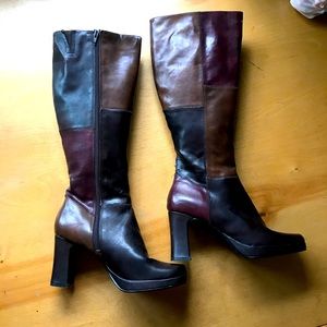 Chunky Faux Leather Knee-high High heel boots